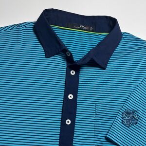 RLX Ralph Lauren Trump National Doral Golf Polo Shirt Mens L Blue Striped